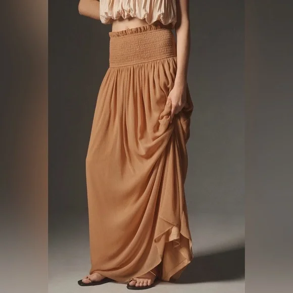 Anthropologie | BY ANTHROPOLOGIE SMOCKED SHEER MAXI SKIRT | Small | NWT - Picture 2 of 7